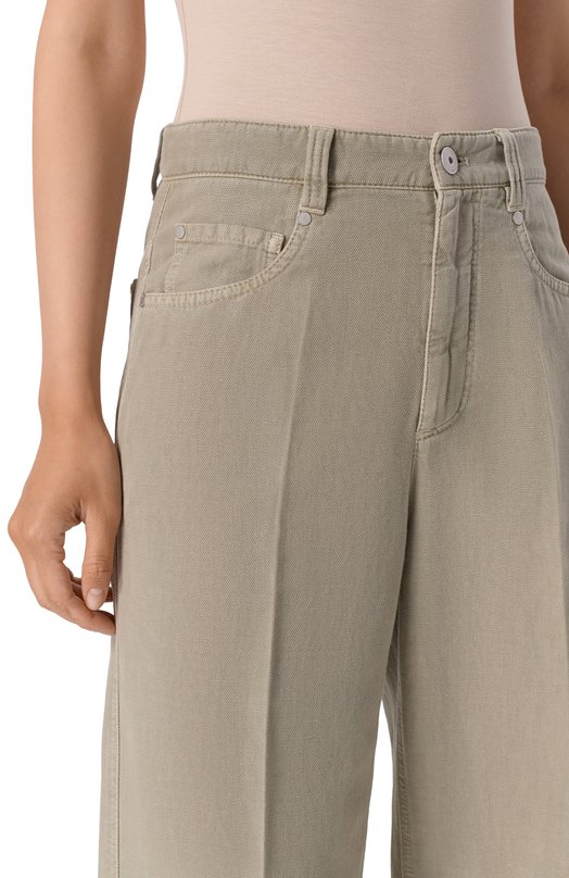 Брюки из хлопка и льна Brunello Cucinelli ML996P5992 Хаки  ML996P5992 Фото 5