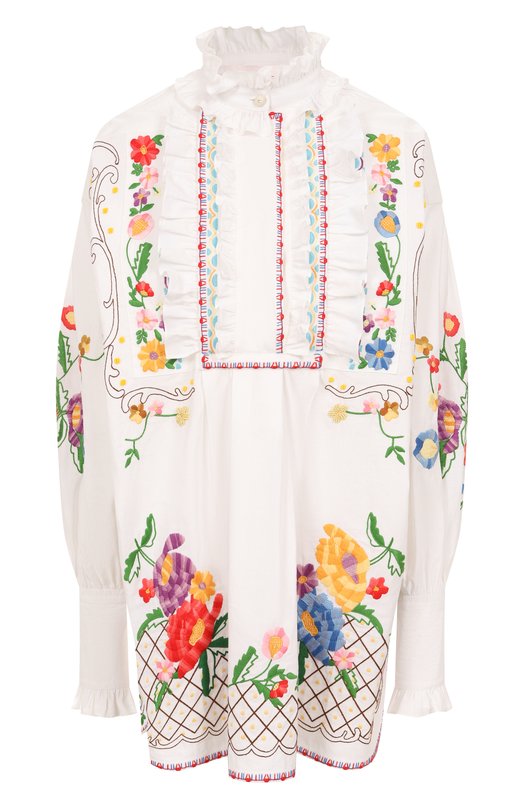Блузка из хлопка и льна Valentino 6B3AEAC690D Белый 6B3AEAC690D