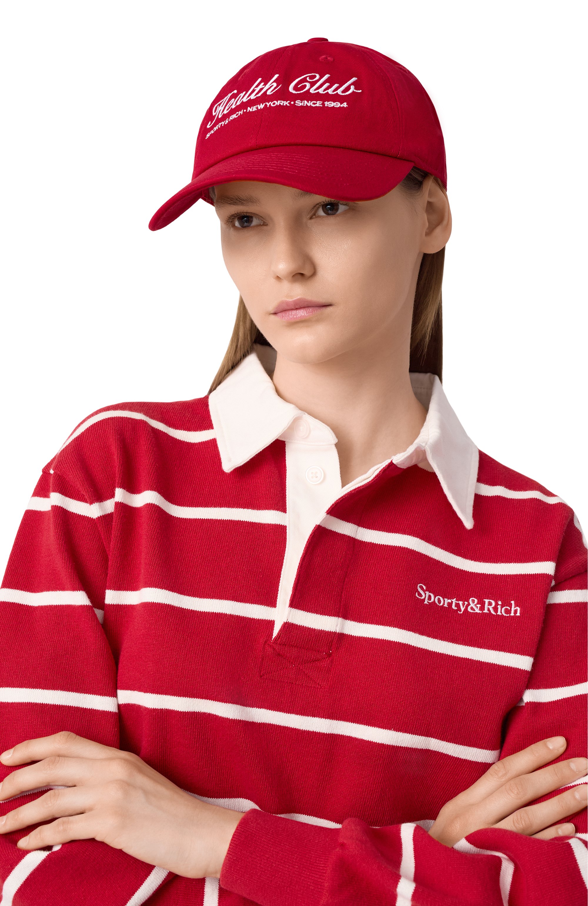 Хлопковая бейсболка SPORTY AND RICH красного цвета по цене 7550 руб., арт. AC040508035RE07, фото 2 Хлопковая бейсболка SPORTY AND RICH, арт. AC040508035RE07, фото 2