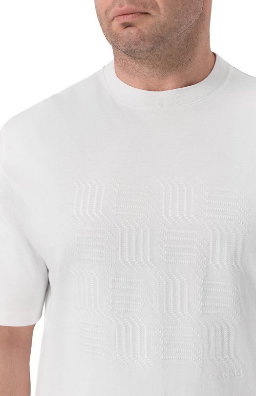 Хлопковая футболка Canali T0943/MJ02436_001 Белый  T0943/MJ02436_001 Фото 5