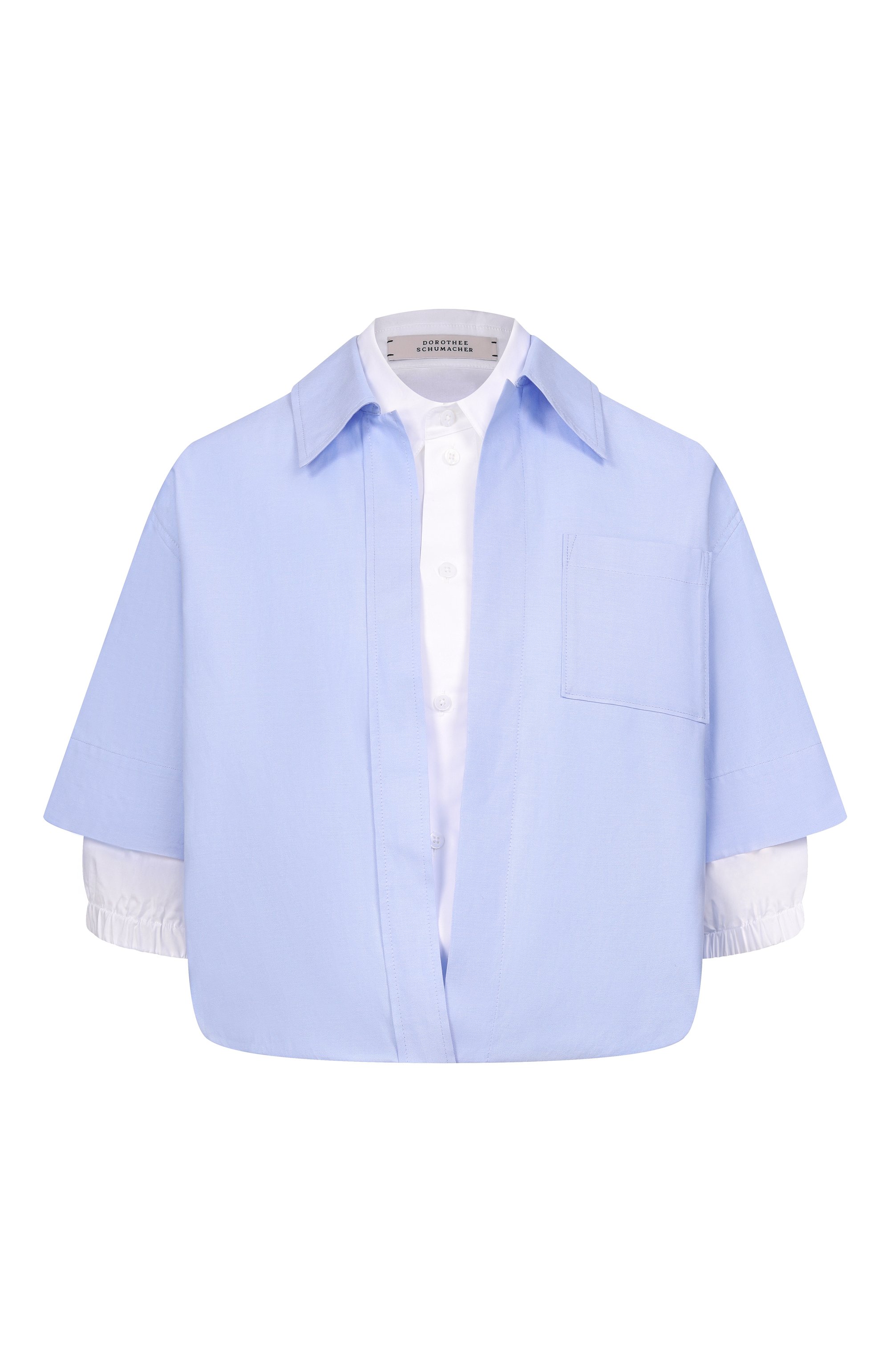 Хлопковая рубашка DOROTHEE SCHUMACHER голубого цвета по цене 49950 руб., арт. 448516, фото 1 Хлопковая рубашка DOROTHEE SCHUMACHER, арт. 448516, фото 1