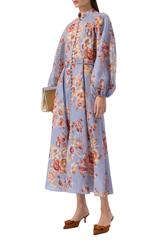 Льняное платье Zimmermann 2354DRS261 Голубой  2354DRS261 Фото 2