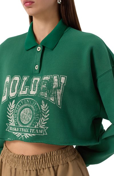 Хлопковое поло GOLDEN GOOSE DELUXE BRAND зеленого цвета по цене 39950 руб., арт. GWP02200.P001888, фото 5 Хлопковое поло GOLDEN GOOSE DELUXE BRAND, арт. GWP02200.P001888, фото 5