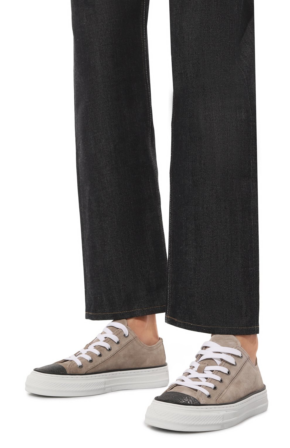 Замшевые кеды BRUNELLO CUCINELLI темно-бежевого цвета по цене 125500 руб., арт. MZSFGB1300, фото 3 Замшевые кеды BRUNELLO CUCINELLI, арт. MZSFGB1300, фото 3