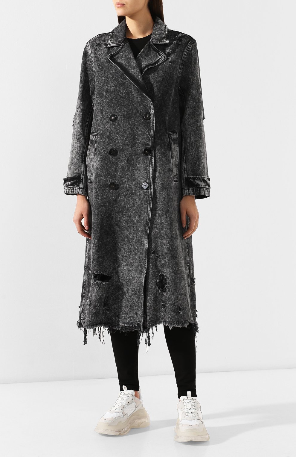 Двубортное пальто ALEXANDER WANG темно-серого цвета по цене 59650 руб., арт. 4D992359BN, фото 3 Двубортное пальто ALEXANDER WANG, арт. 4D992359BN, фото 3