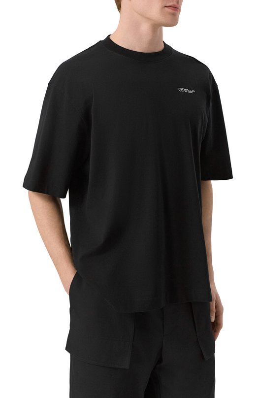 Хлопковая футболка Off-White 0MAA120F25JER00M Чёрный  0MAA120F25JER00M Фото 3