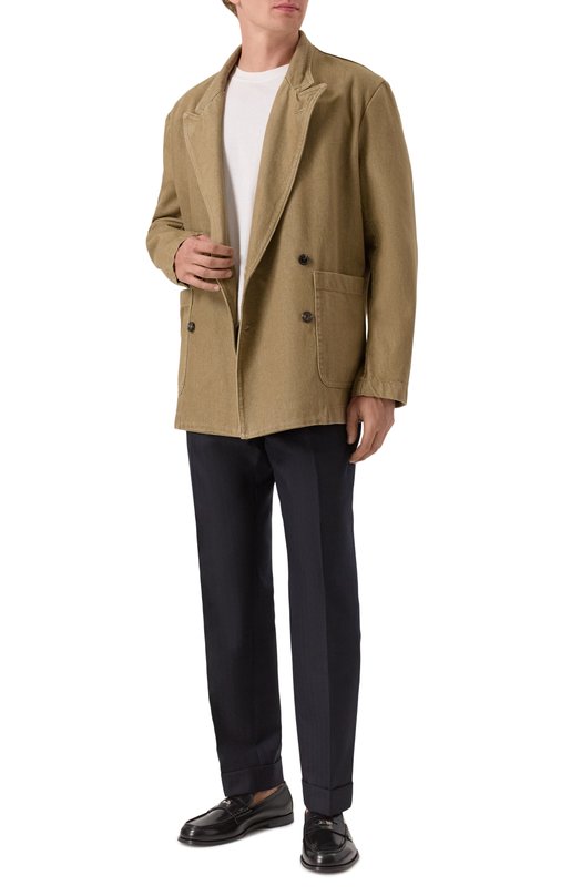 Хлопковый пиджак Dries Van Noten 020730-2385-104 Бежевый  020730-2385-104 Фото 2