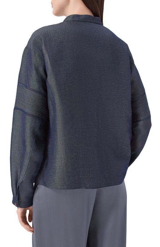 Куртка из лиоцелла и льна Giorgio Armani GW003065/AF26110 Синий  GW003065/AF26110 Фото 4