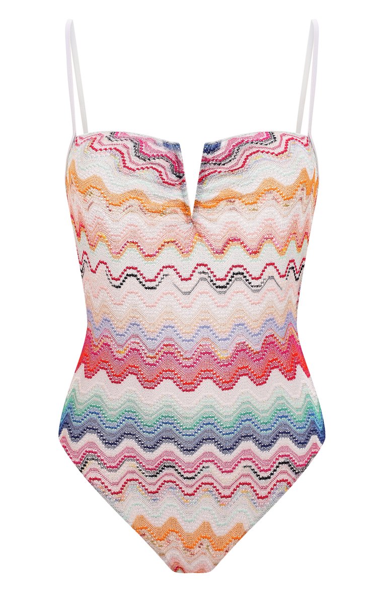 Женский слитный купальник MISSONI разноцветного цвета, арт. MS24SP07/BR00TG | Фото 1 (Драгоценные камни: Проставлено; Материал сплава: Проставлено; Материал внешний: Вискоза; Длина Ж (юбки, платья, шорты): Мини; Женское Кросс-КТ: Слитные купальники)