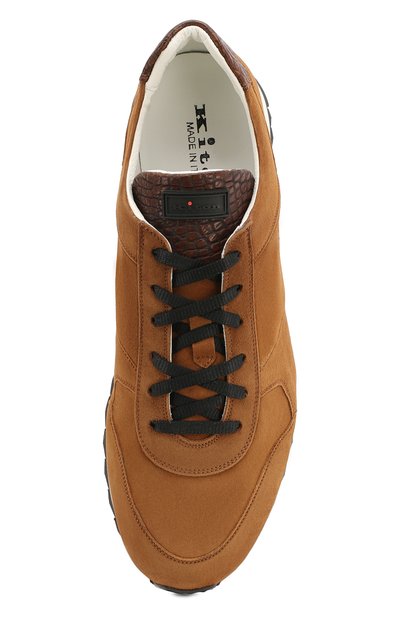 Замшевые кроссовки с отделкой из кожи крокодила KITON, арт. USSB0RIN00024, фото 5