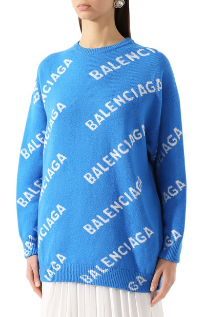 Шерстяной свитер BALENCIAGA голубого цвета по цене 120000 руб., арт. 620983/T1567, фото 3 Шерстяной свитер BALENCIAGA, арт. 620983/T1567, фото 3