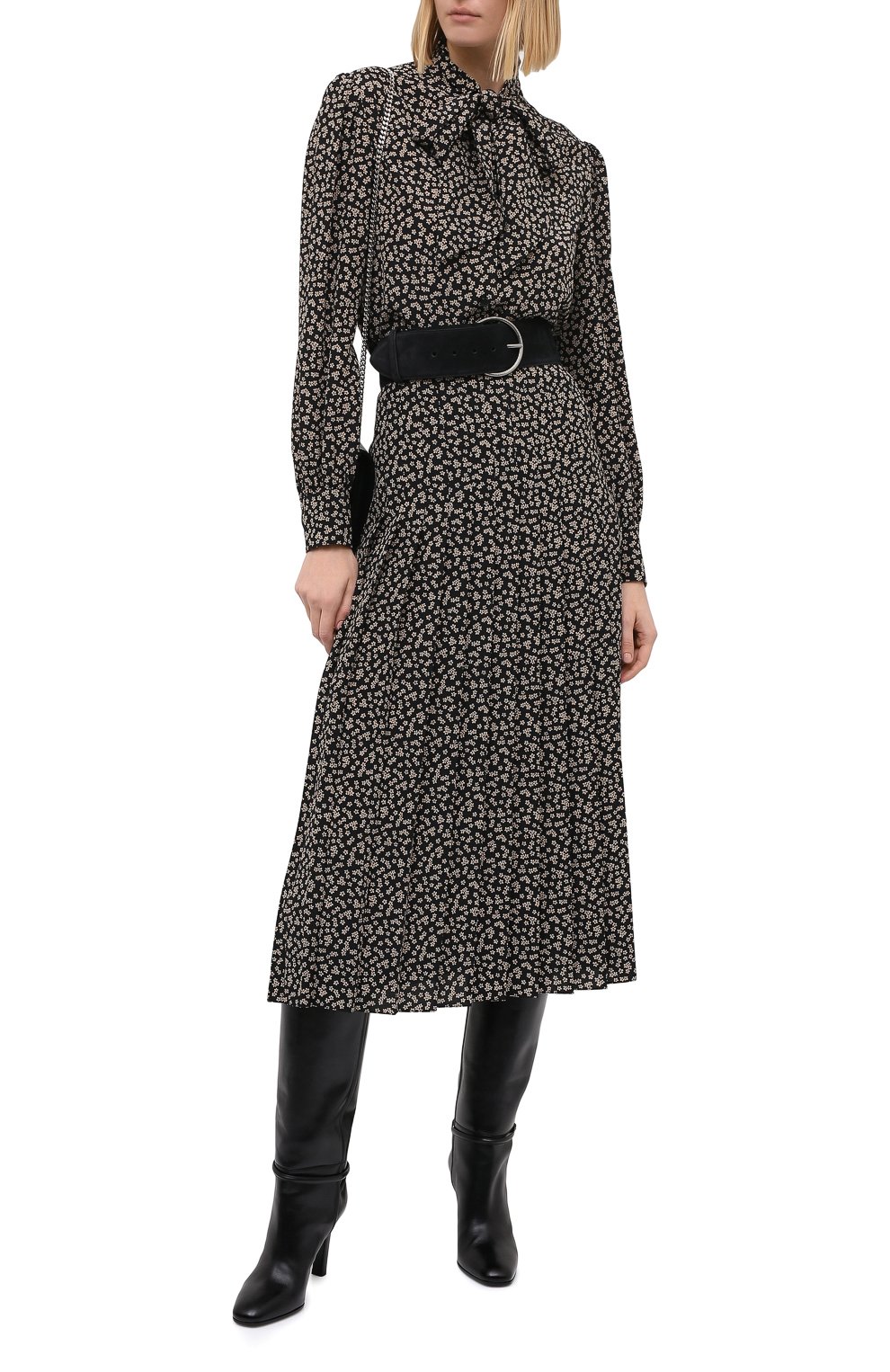 Шелковая юбка CELINE черно-белого цвета по цене 251000 руб., арт. 2J026479K, фото 2 Шелковая юбка CELINE, арт. 2J026479K, фото 2