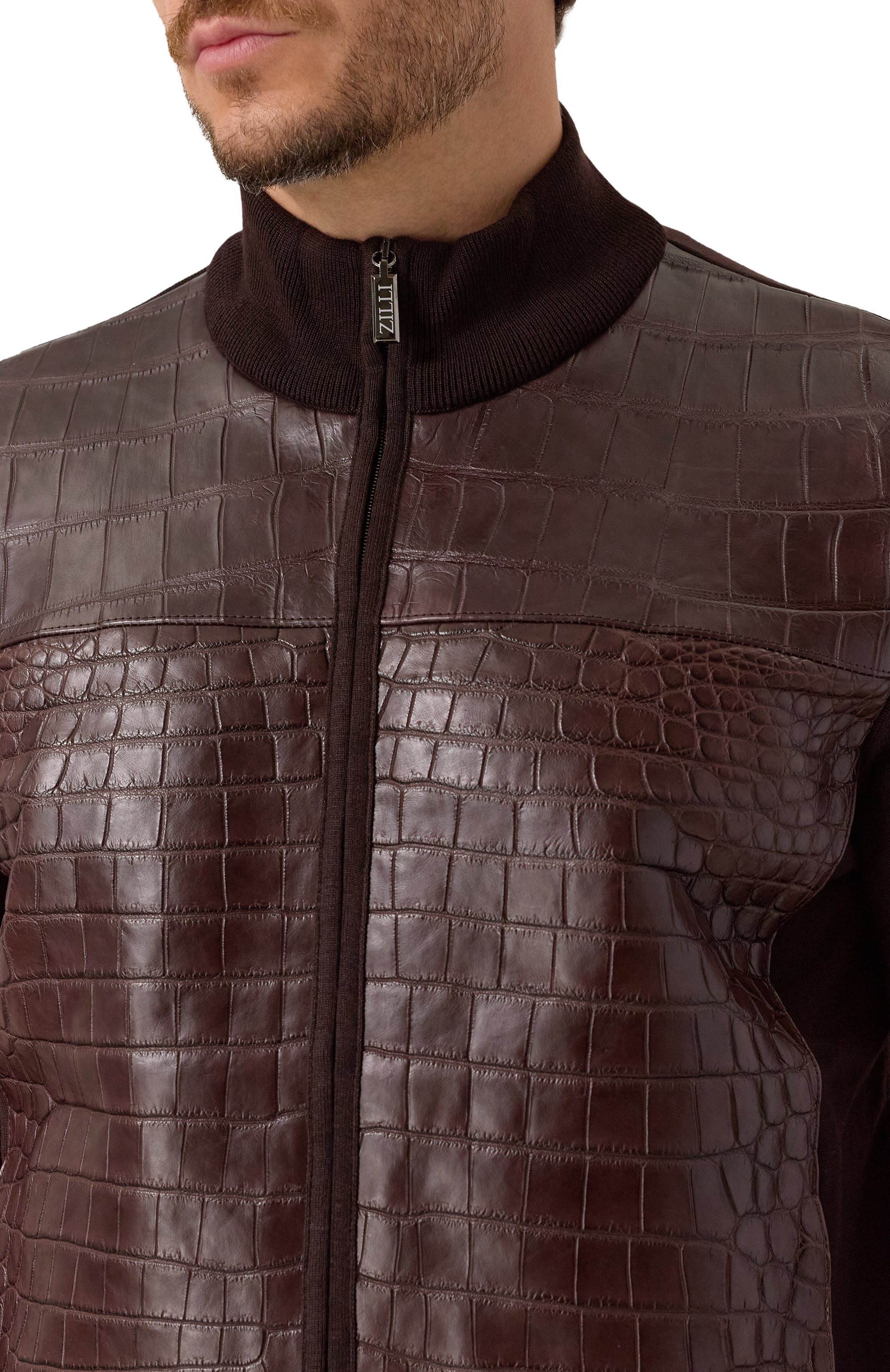 Кардиган с отделкой из кожи крокодила ZILLI, арт. KZMC01M0340VCRB00, фото 5