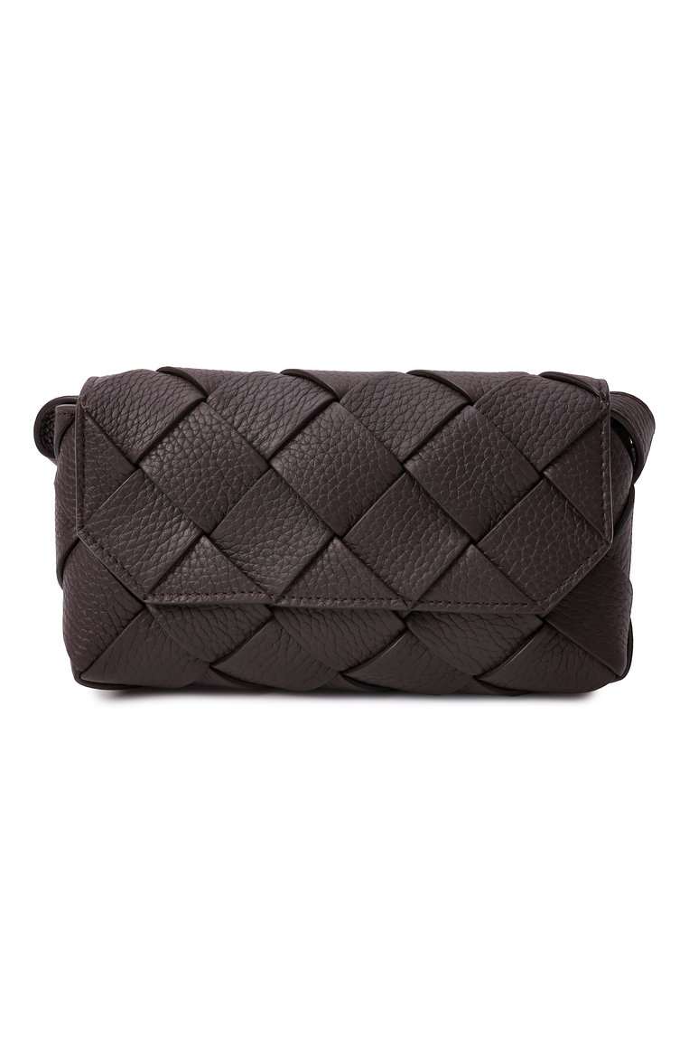Мужская поясная сумка diago BOTTEGA VENETA темно-коричневого цвета, арт. 805773/V5351 | Фото 1 (Материал: Натуральная кожа; Размер: mini; Ремень/цепочка: На ремешке; Случай: Повседневный; Стили: Классический)