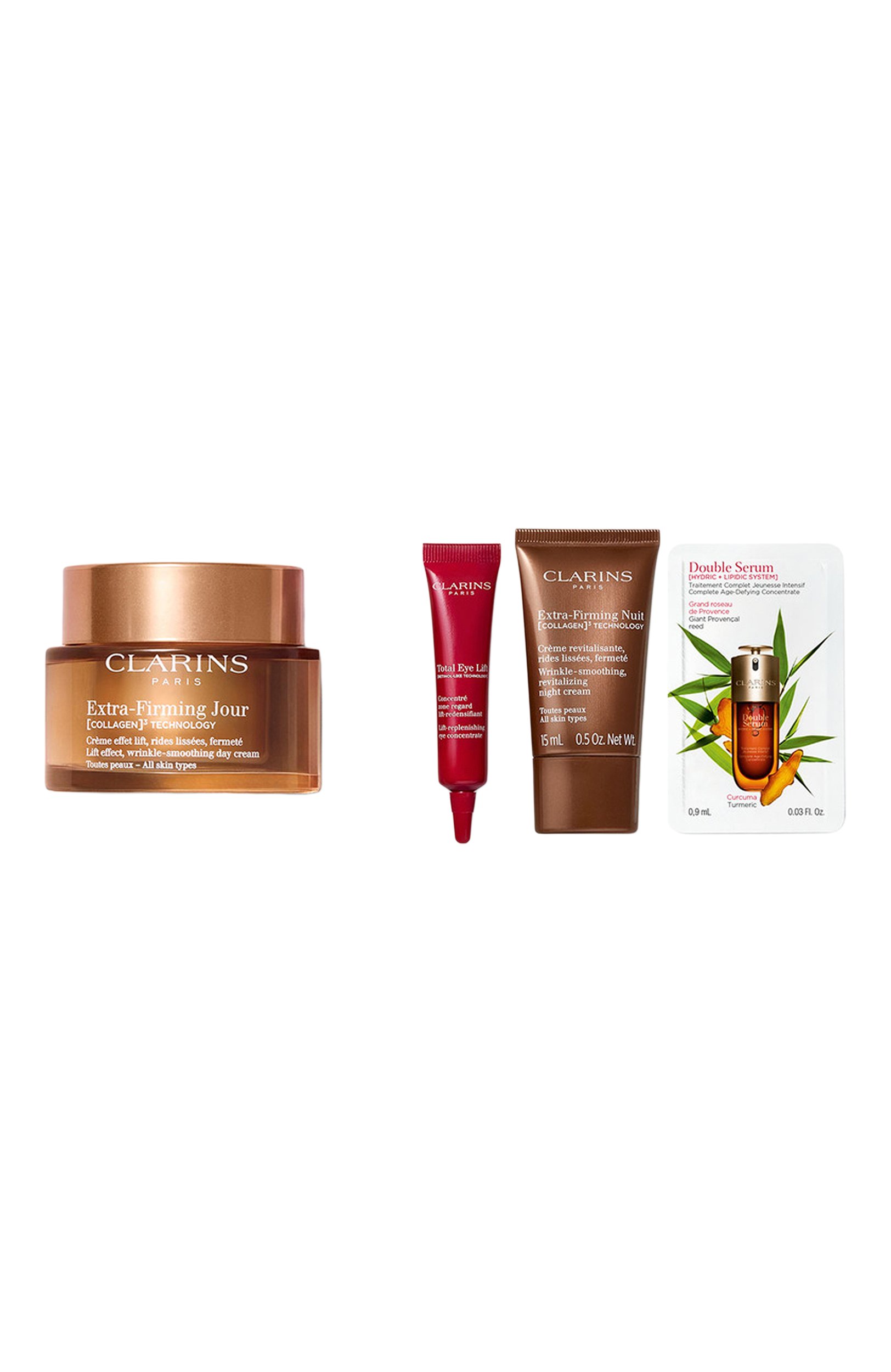 Набор extra-firming (50+15+7+0,9ml) CLARINS бесцветного цвета по цене 11700 руб., арт. 80129820, фото 2 Набор extra-firming (50+15+7+0,9ml) CLARINS, арт. 80129820, фото 2
