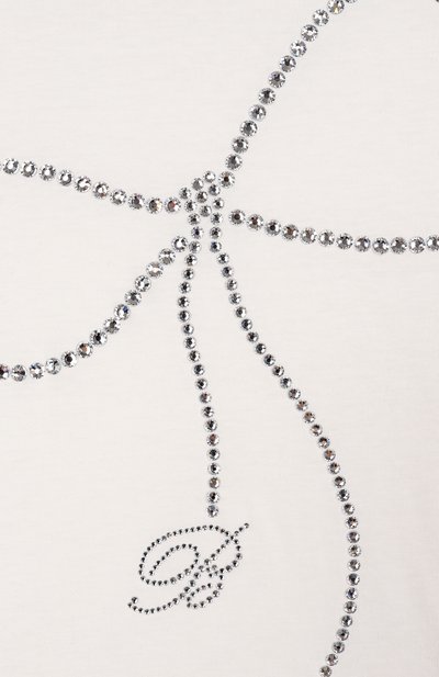 Хлопковая футболка BLUMARINE кремового цвета по цене 16000 руб., арт. BFTS0100/JF054/6-12A, фото 3 Хлопковая футболка BLUMARINE, арт. BFTS0100/JF054/6-12A, фото 3