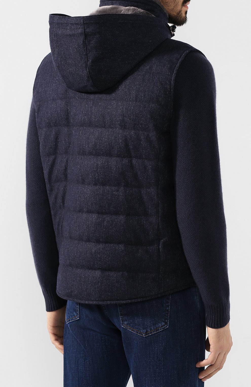 Пуховый жилет на молнии с капюшоном LORO PIANA, арт. FAI3790, фото 4