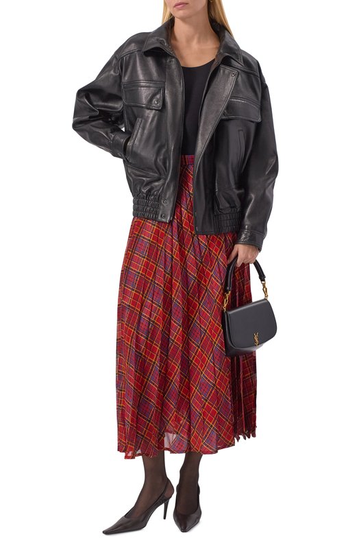 Шелковая юбка Saint Laurent 840529/Y3J29 Красный  840529/Y3J29 Фото 2