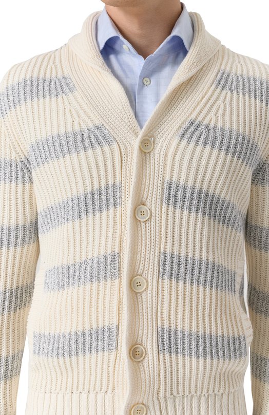 Хлопковый кардиган Slowear 810176/ZN379 Кремовый  810176/ZN379 Фото 5