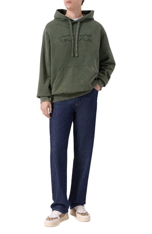 Хлопковое худи Gucci 788771/XJG6A Зелёный  788771/XJG6A Фото 2