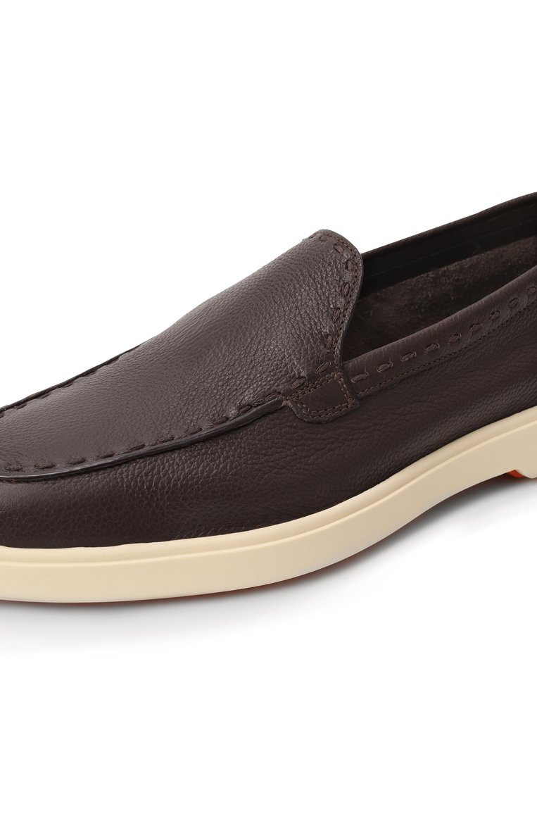 Женские кожаные лоферы SANTONI темно-коричневого цвета, арт. WUYG71436TISSWKA | Фото 7 (Драгоценные камни: Проставлено; Каблук высота: Низкий; Материал сплава: Проставлено; Материал внутренний: Натуральная кожа; Материал внешний: Натуральная кожа; Подошва: Платформа)