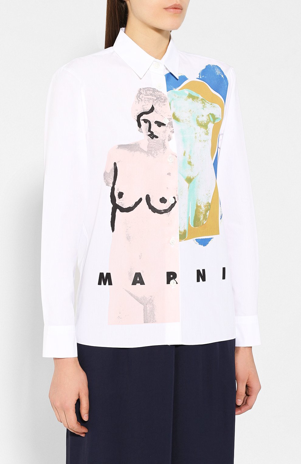 Хлопковая рубашка MARNI белого цвета по цене 37400 руб., арт. CAMAN40P10/SCQ00, фото 3 Хлопковая рубашка MARNI, арт. CAMAN40P10/SCQ00, фото 3