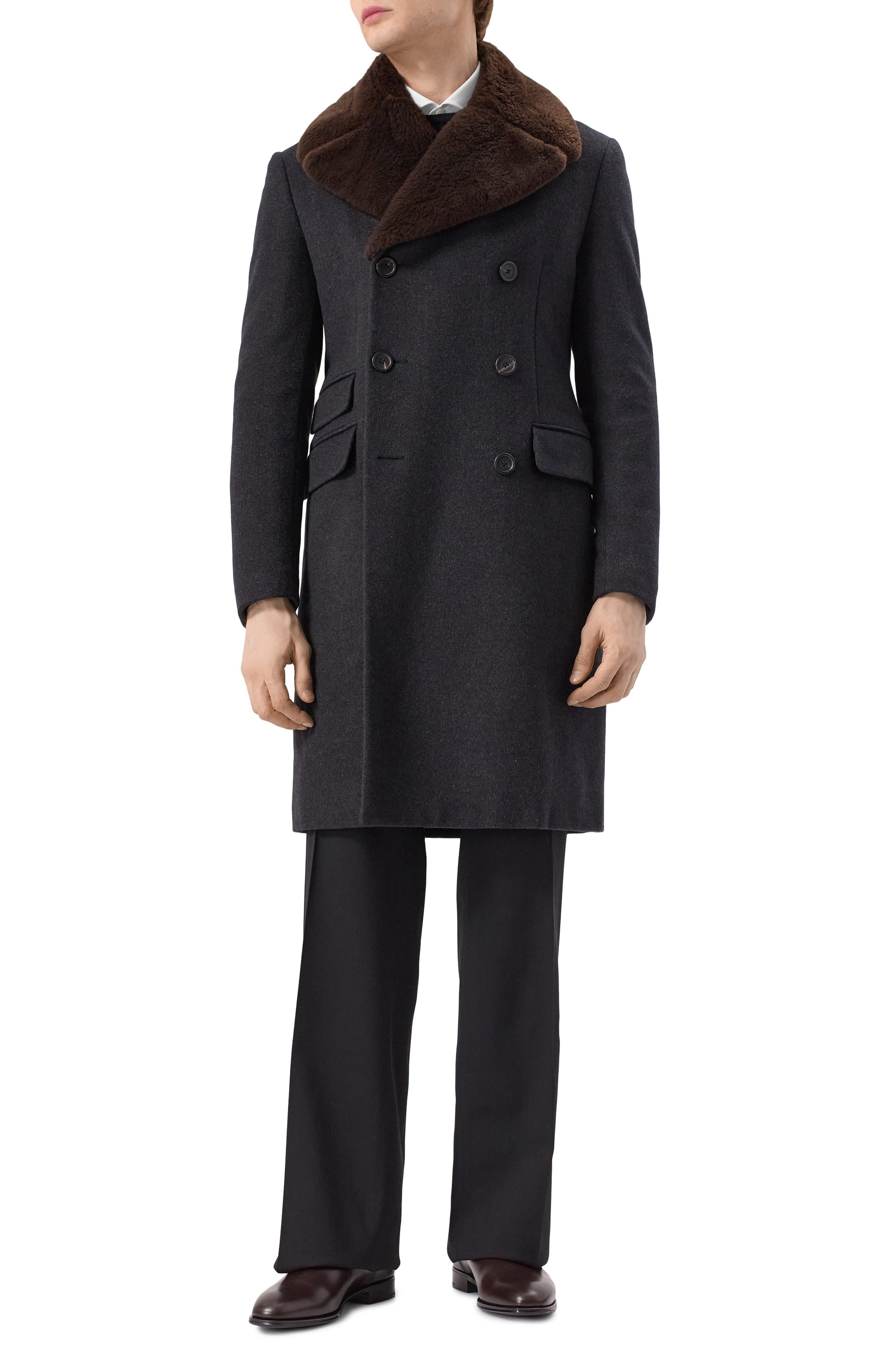 Кашемировое пальто с воротником из нутрии PRADA, арт. UC337D-1HM7-F0308-142, фото 2