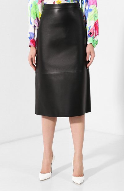 Кожаная юбка DSQUARED2 черного цвета по цене 158500 руб., арт. S75MA0676/SX9477, фото 3 Кожаная юбка DSQUARED2, арт. S75MA0676/SX9477, фото 3