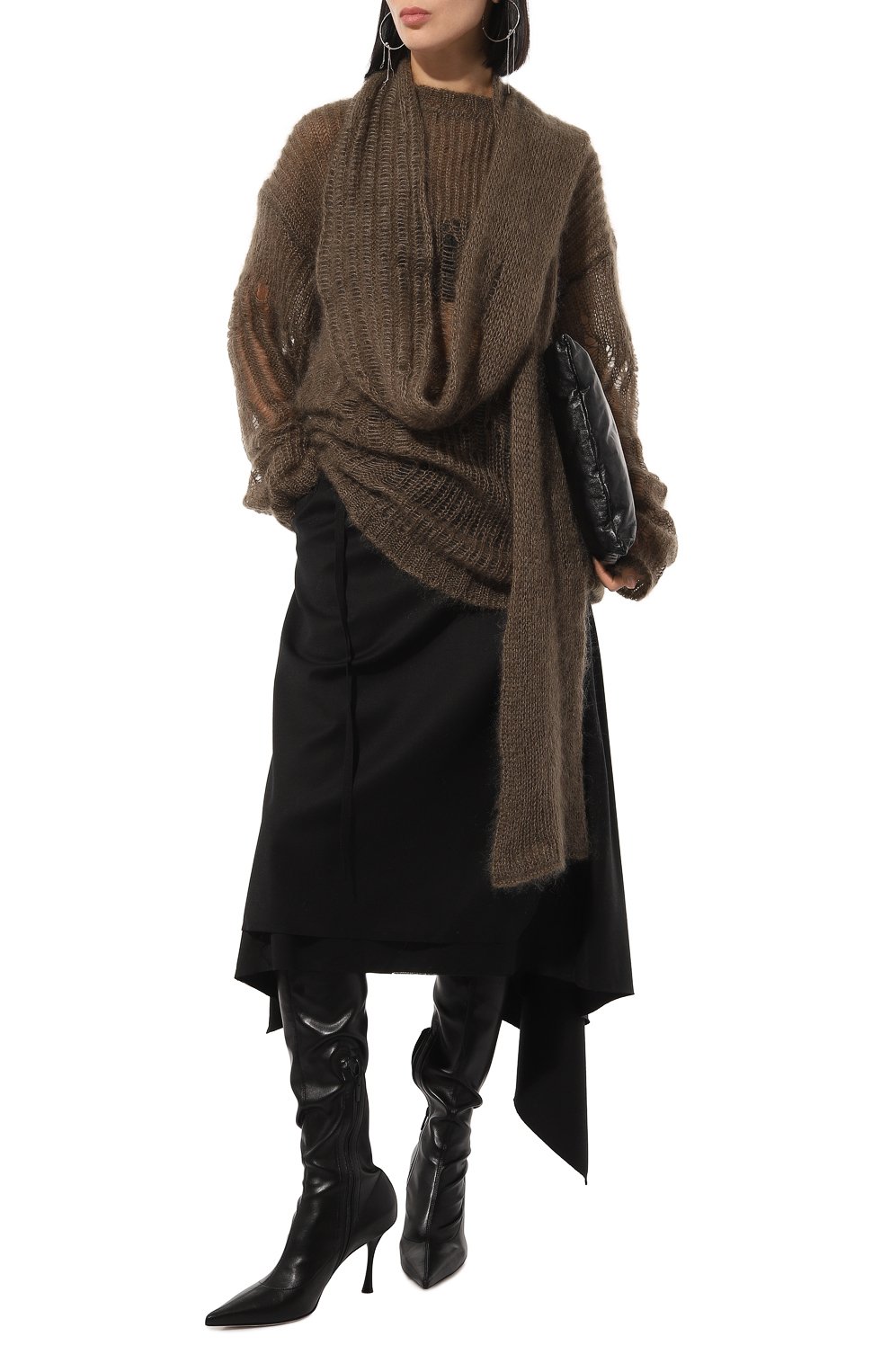 Шарф из шерсти и шелка ANN DEMEULEMEESTER, арт. 2402-U-SC08-KN044-099, фото 2