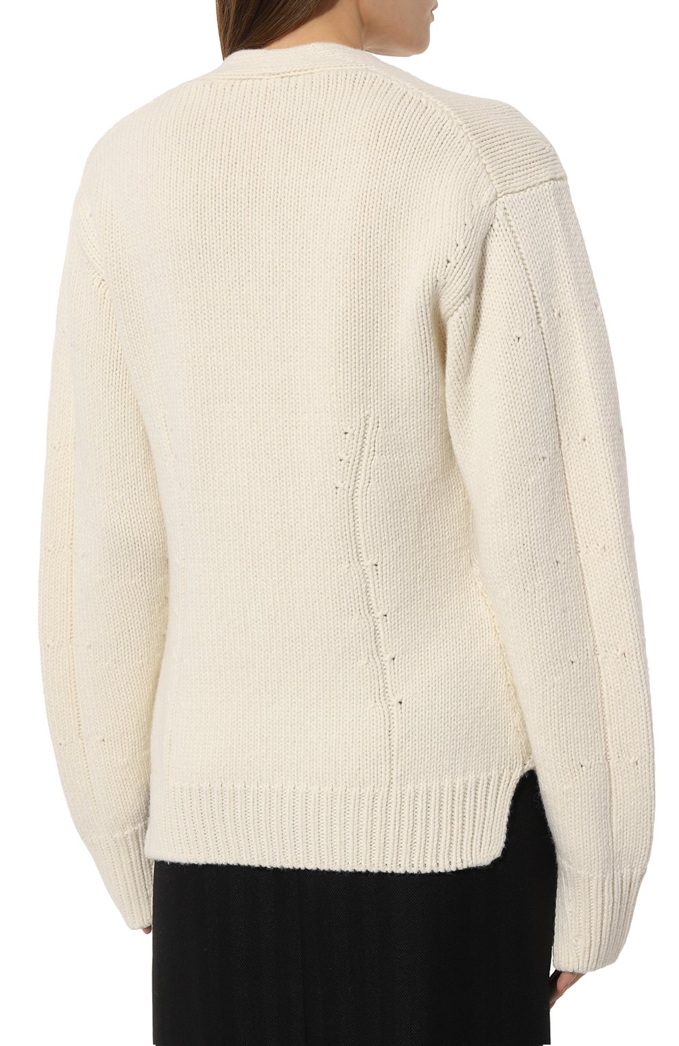 Кардиган из шерсти и вискозы HELMUT LANG молочного цвета по цене 59350 руб., арт. N09HW705, фото 4 Кардиган из шерсти и вискозы HELMUT LANG, арт. N09HW705, фото 4