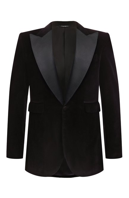 Мужской бархатный пиджак DOLCE & GABBANA черного цвета, арт. G2UD5T/FUVG7 | Фото 1 (Материал сплава: Проставлено; Длина (для топов): Стандартные; Драгоценные камни: Проставлено; Рукава: Длинные)