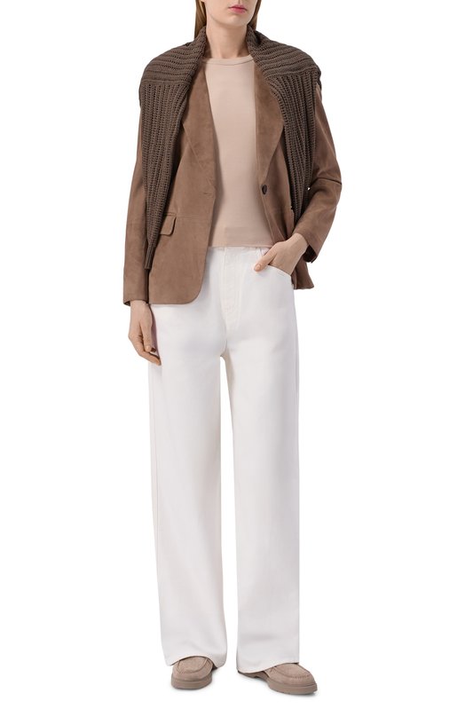 Хлопковая футболка Brunello Cucinelli M0T18B0170 Бежевый  M0T18B0170 Фото 2