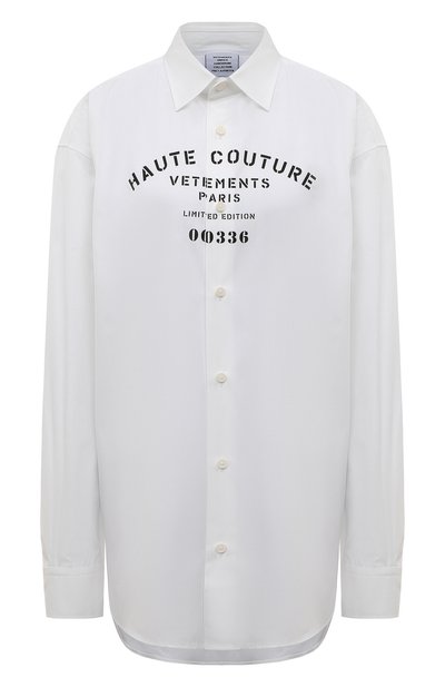 Женская хлопковая рубашка VETEMENTS, арт. UA53SH450W 1001/W