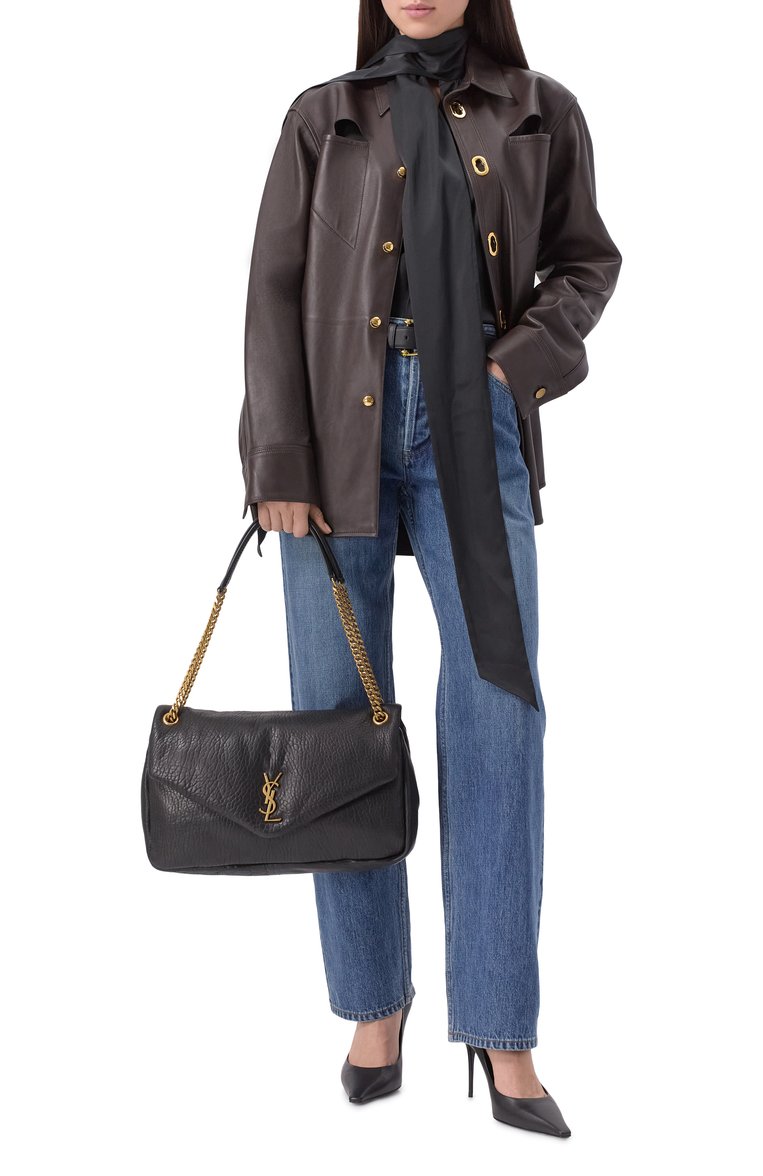 Женская сумка calypso large SAINT LAURENT черного цвета, арт. 777399/AACYT | Фото 7 (Материал: Натуральная кожа; Размер: large; Ремень/цепочка: На ремешке)