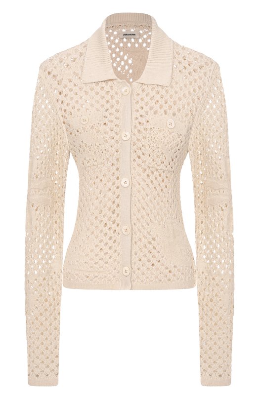 Кардиган изо льна и хлопка Zadig and Voltaire KWCA01672 Кремовый KWCA01672