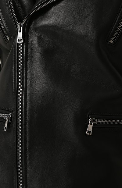 Однотонная кожаная куртка с косой молнией GUCCI, арт. 419017/XN336, фото 5