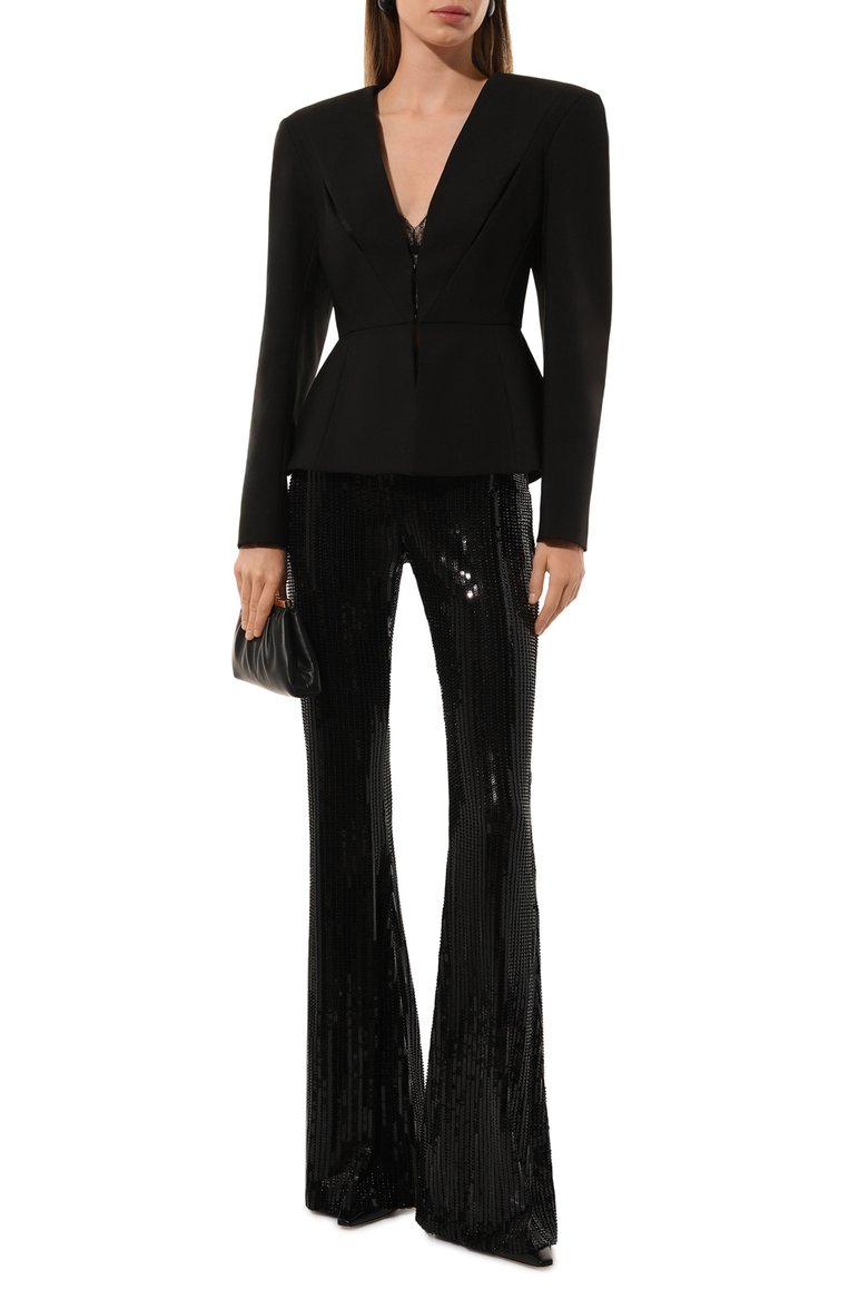 Женские брюки с отделкой пайетками THE NEW ARRIVALS ILKYAZ OZEL черного цвета, арт. C0LETTE PANTS | Фото 2 (Материал внешний: Синтетический материал; Драгоценные камни: Проставлено; Материал сплава: Проставлено; Длина (брюки, джинсы): Удлиненные; Женское Кросс-КТ: Брюки-одежда; Силуэт Ж (брюки и джинсы): Расклешенные; Стили: Гламурный)
