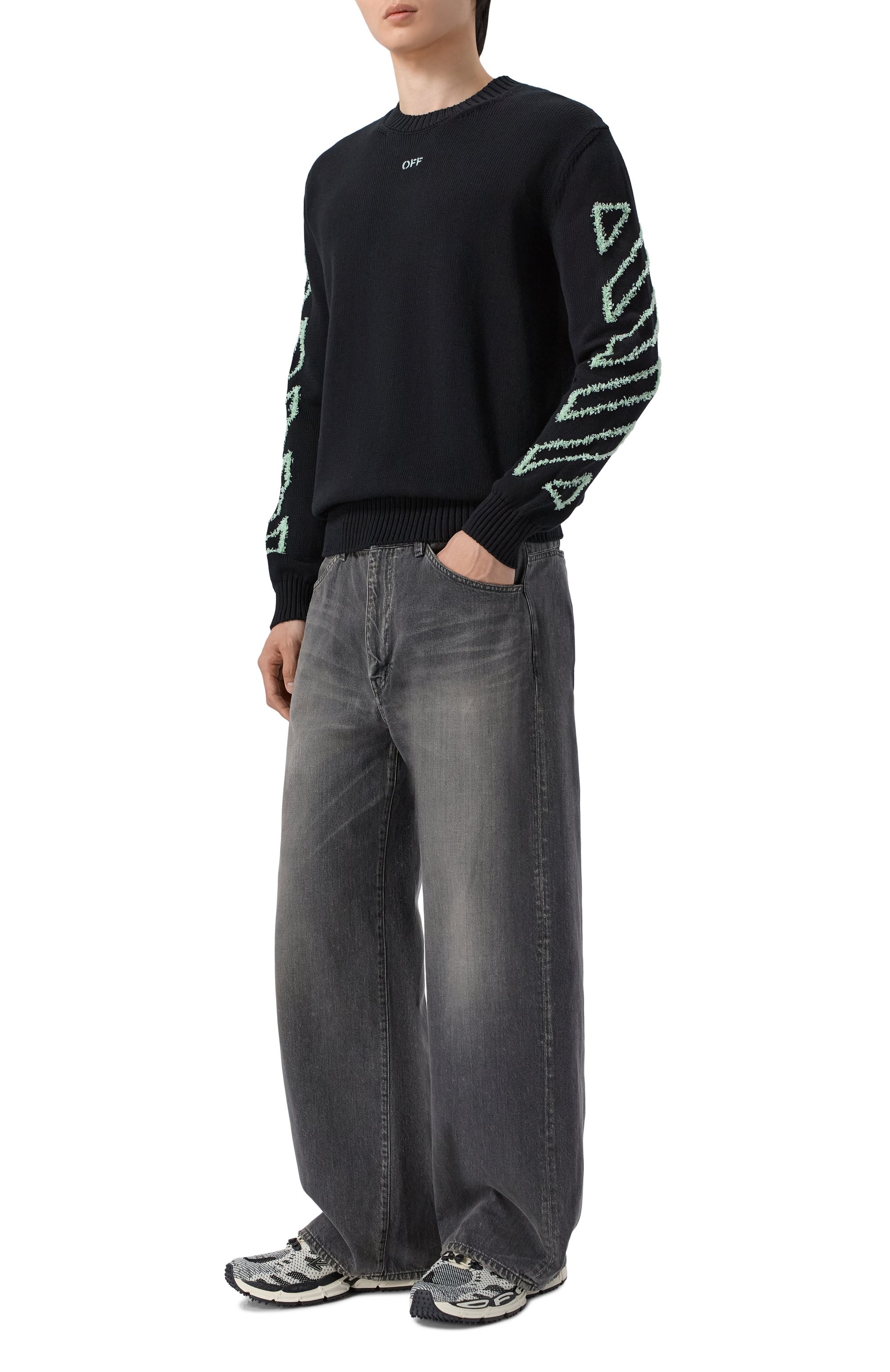 Хлопковый свитер OFF-WHITE, арт. 0MHE087S26KNI001, фото 2