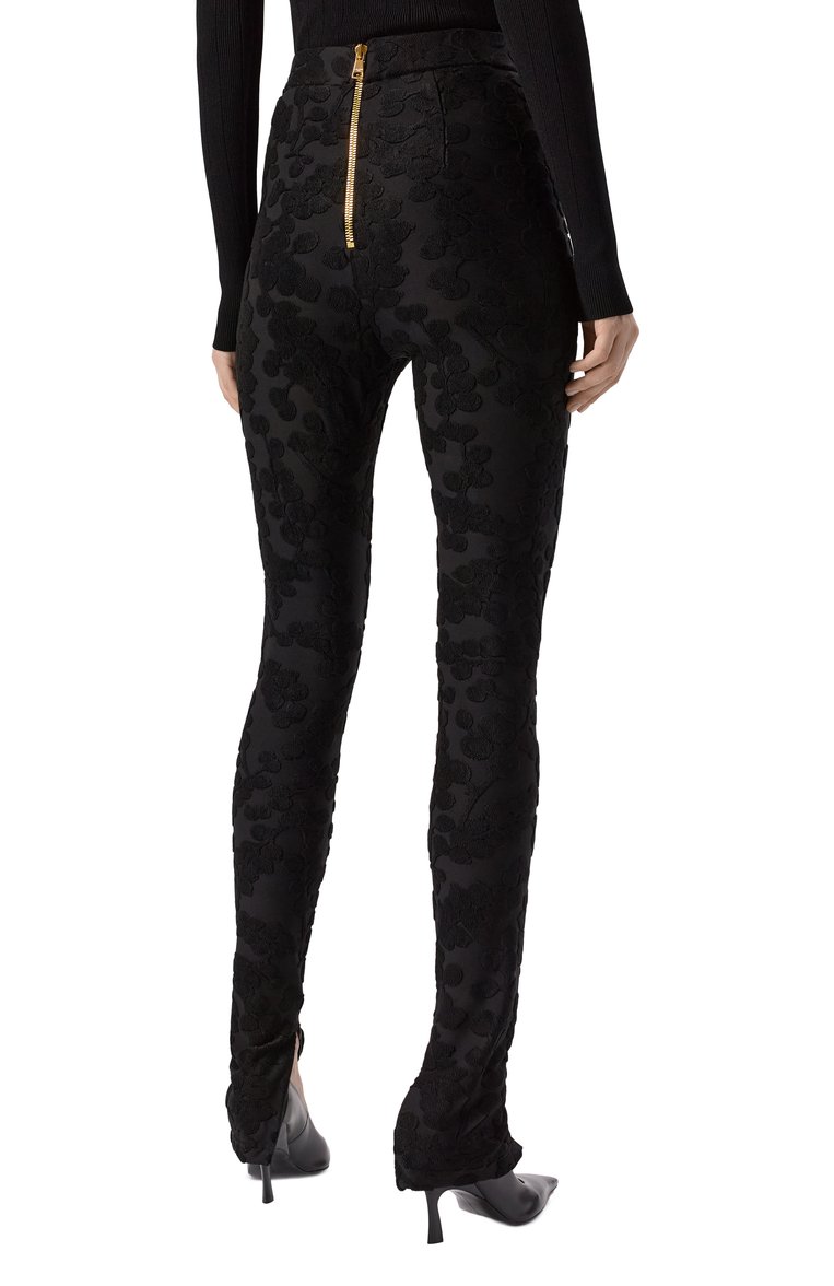 Женские легинсы из вискозы BALMAIN черного цвета, арт. DF00C040/JJ39 | Фото 4 (Длина (брюки, джинсы): Удлиненные; Материал внешний: Вискоза, Синтетический материал; Женское Кросс-КТ: Леггинсы-одежда; Стили: Гламурный)