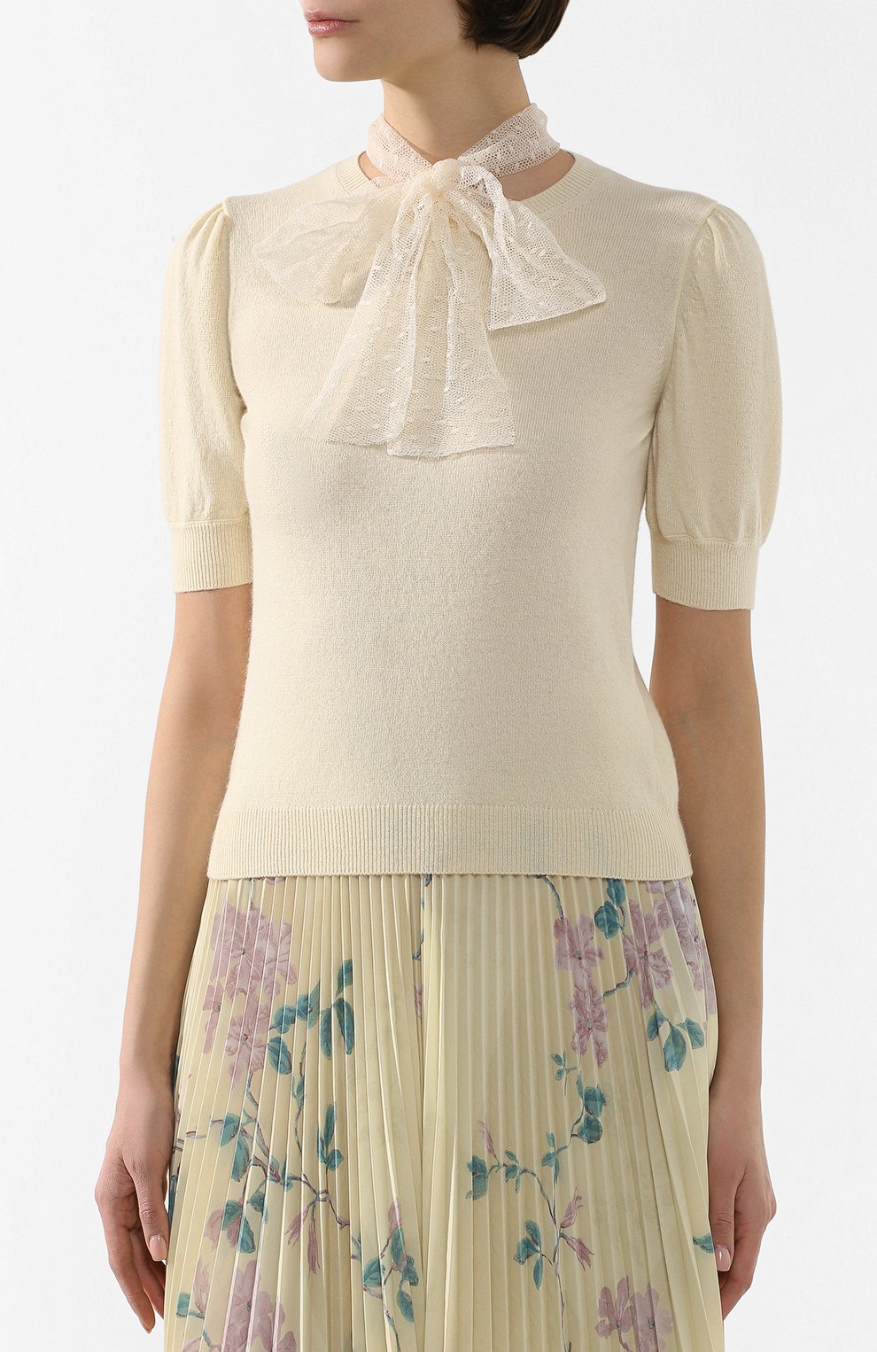 Топ из смеси шерсти и вискозы REDVALENTINO белого цвета по цене 39950 руб., арт. TR3KCC24/4UA, фото 3 Топ из смеси шерсти и вискозы REDVALENTINO, арт. TR3KCC24/4UA, фото 3
