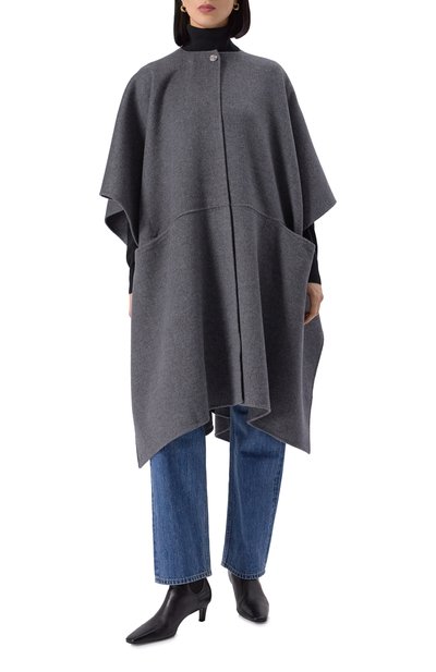 Шерстяной кейп TOTEME серого цвета по цене 183500 руб., арт. 251-WR04321-FB0006, фото 3 Шерстяной кейп TOTEME, арт. 251-WR04321-FB0006, фото 3