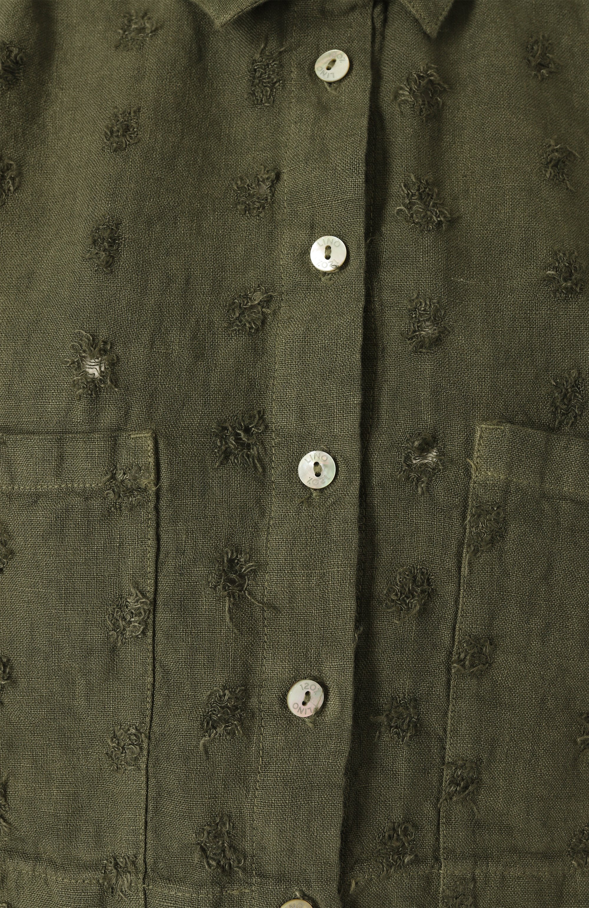 Льняная рубашка 120% LINO хаки цвета по цене 34300 руб., арт. 32ALIW89RP/000G331, фото 6 Льняная рубашка 120% LINO, арт. 32ALIW89RP/000G331, фото 6