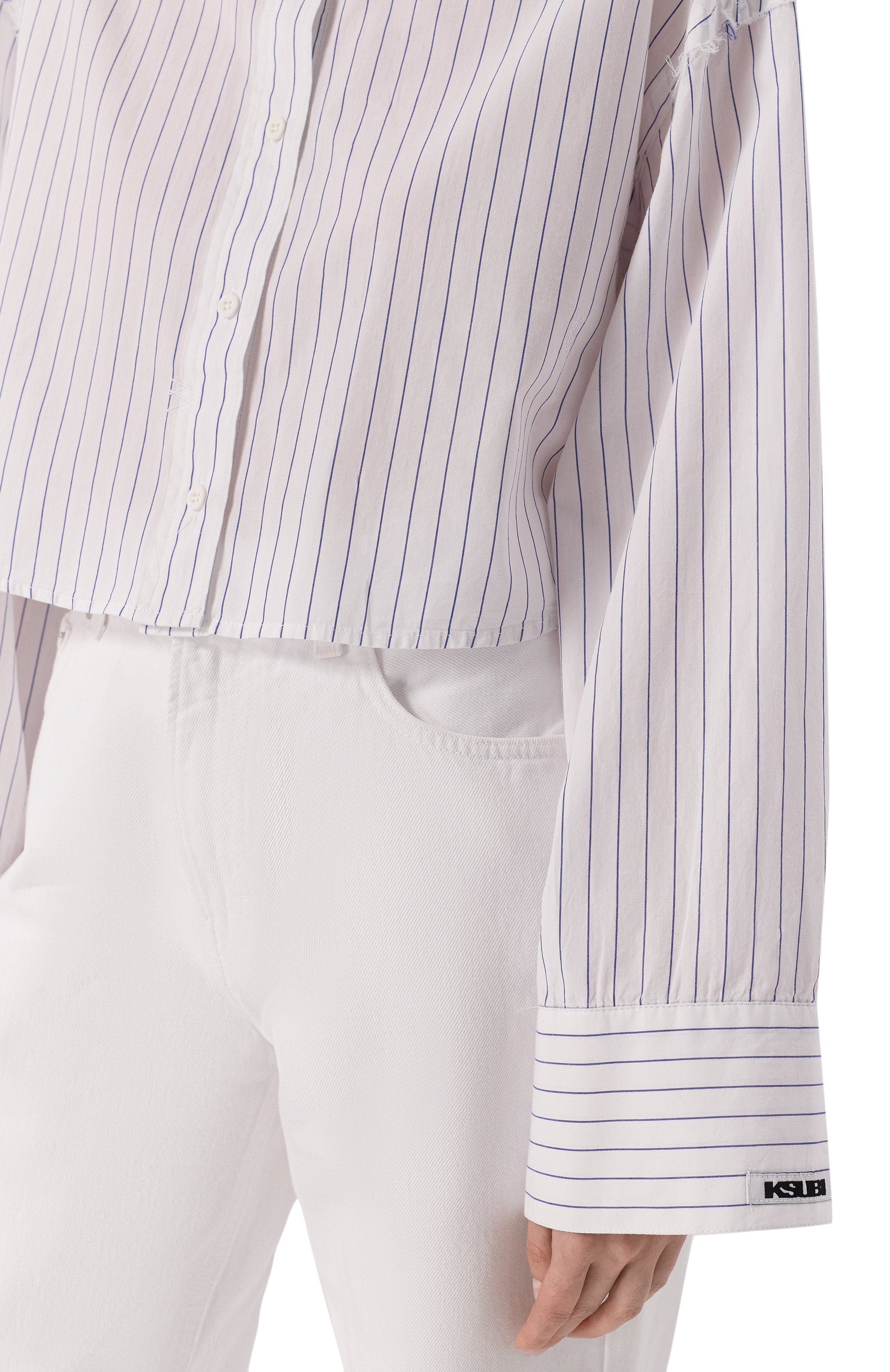 Хлопковая рубашка KSUBI белого цвета по цене 23150 руб., арт. WSP25SH004, фото 5 Хлопковая рубашка KSUBI, арт. WSP25SH004, фото 5