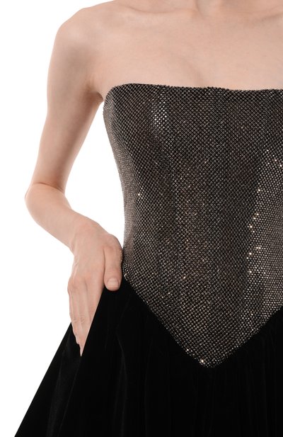 Бархатное платье с отделкой стразами ALINE, арт. AL151020, фото 5