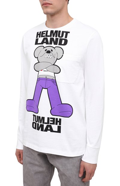 Хлопковый лонгслив HELMUT LANG белого цвета по цене 28800 руб., арт. K06DM518, фото 3 Хлопковый лонгслив HELMUT LANG, арт. K06DM518, фото 3