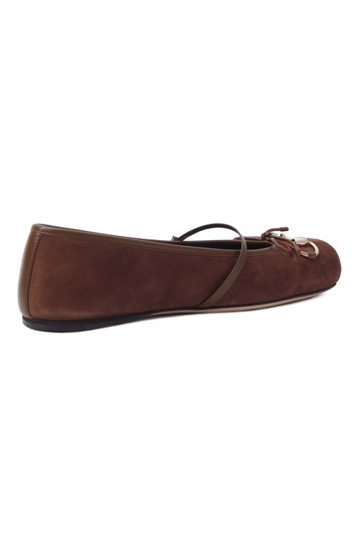 Замшевые балетки Horsebit Gucci 814413/AAEED Коричневый  814413/AAEED Фото 5