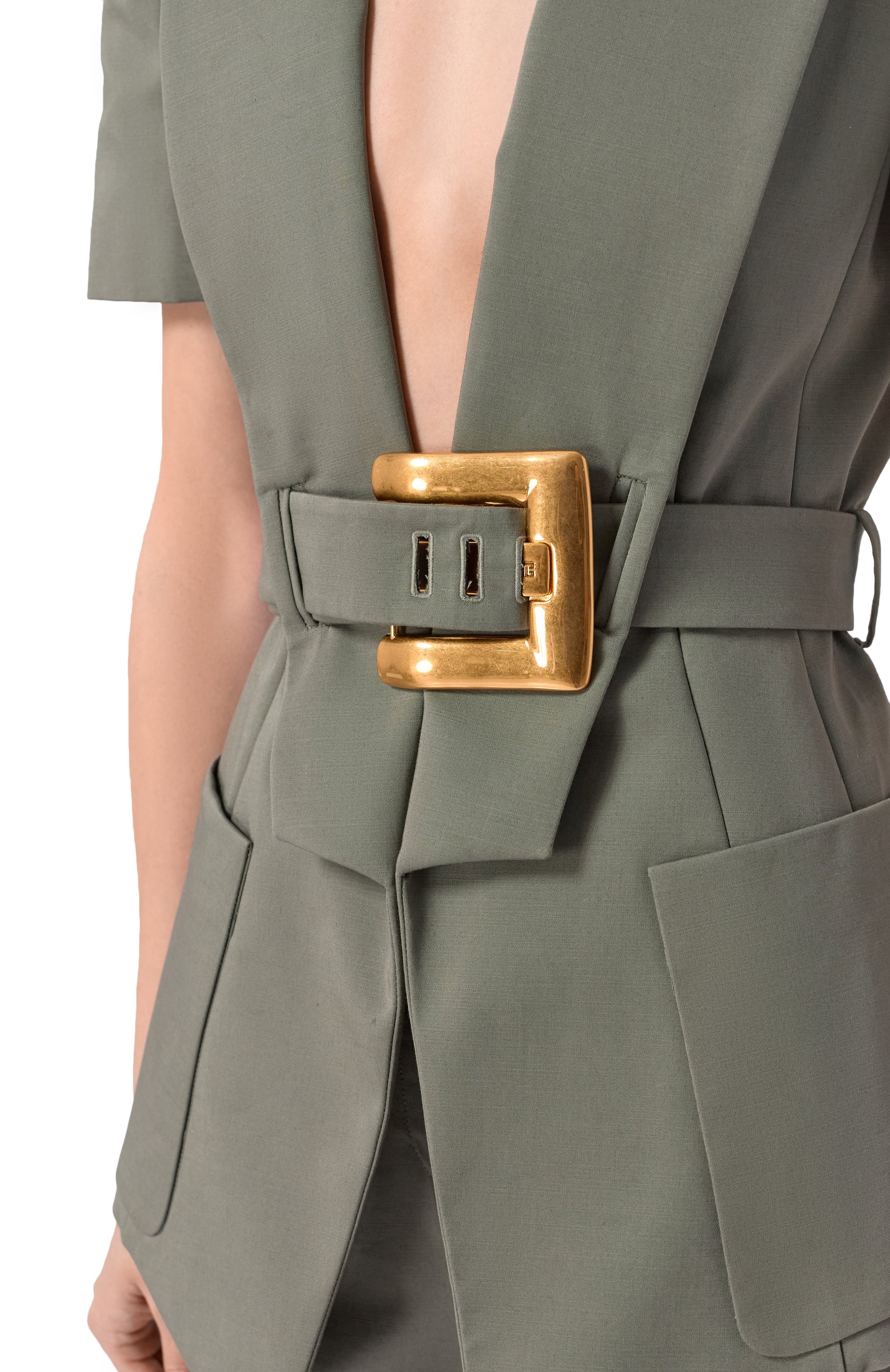 Хлопковый жакет BALMAIN хаки цвета по цене 261000 руб., арт. GF0SB225/CG65, фото 5 Хлопковый жакет BALMAIN, арт. GF0SB225/CG65, фото 5