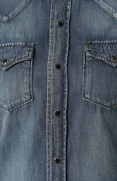 Джинсовая блуза с накладными карманами и потертостями SAINT LAURENT, арт. 497526/Y880L, фото 5