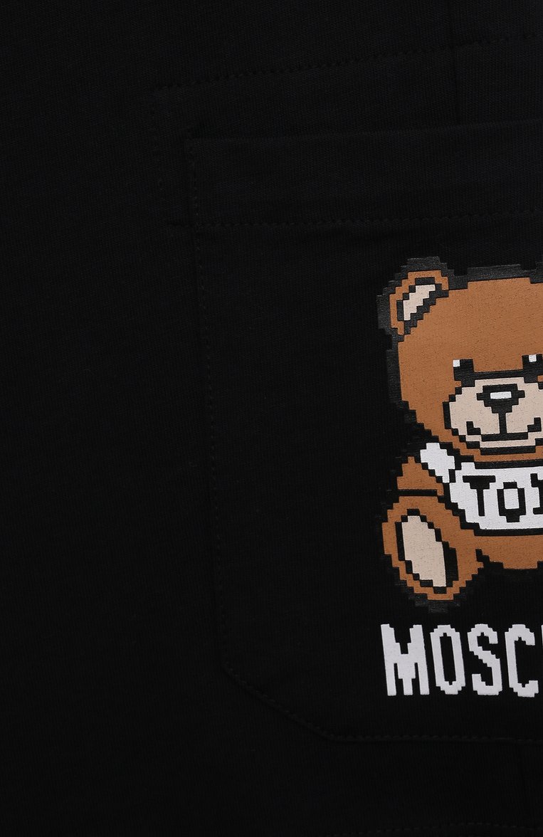 Детские хлопковые шорты MOSCHINO черного цвета, арт. HUQ010/LAA23/4A-8A | Фото 3 (Материал внешний: Хлопок; Случай: Повседневный; Нос: Не проставлено)