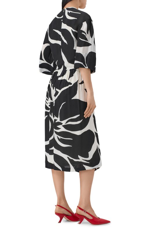 Платье из вискозы Dries Van Noten 011044/3014 Чёрно-белый  011044/3014 Фото 3